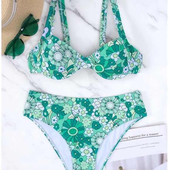 FLORAL PRINT BOHO 2 PIECE BIKINI SWIMSUIT - Picture 3 of 4